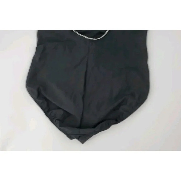 MIRACLESUIT One Piece Swimsuit Criss Cross Front Sz 16 Black w/ Black White Trim - Picture 7 of 10